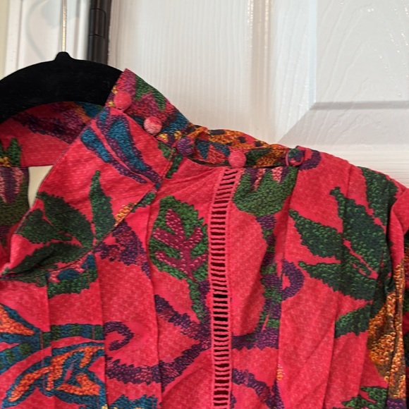 FARM Rio Red Floral Patchwork Button-Front Blouse - Picture 3 of 7